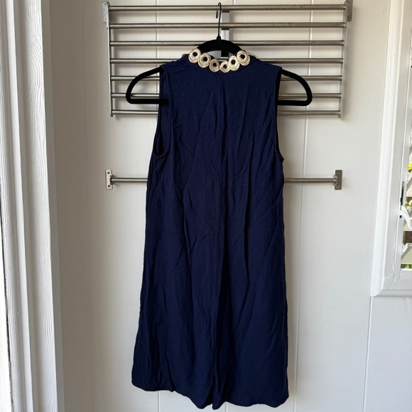 Lilly Pulitzer Jane Shift Dress Sleeveless Gold Navy Blue 0 - Picture 4 of 9